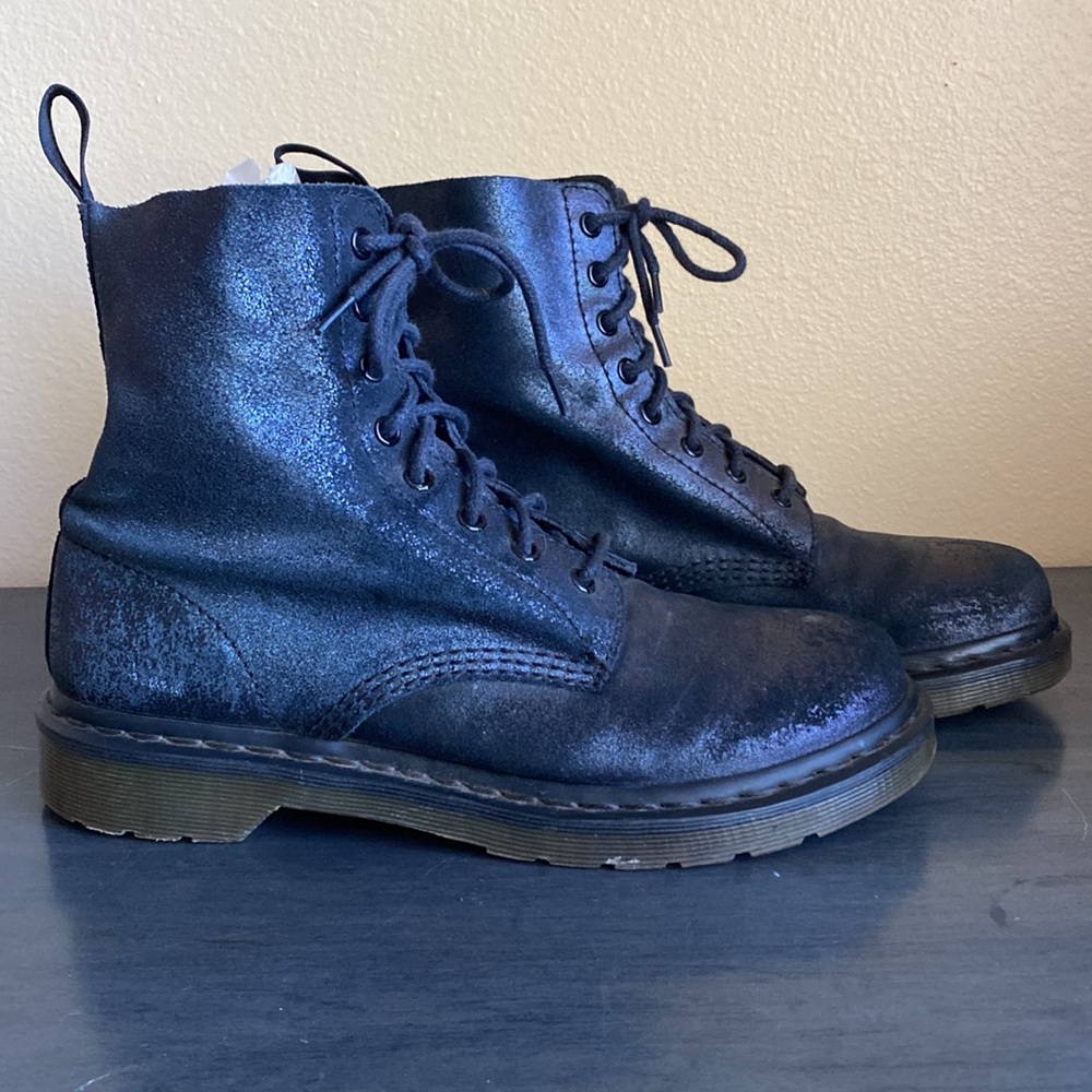 Shimmery Black Dr. Martens boots